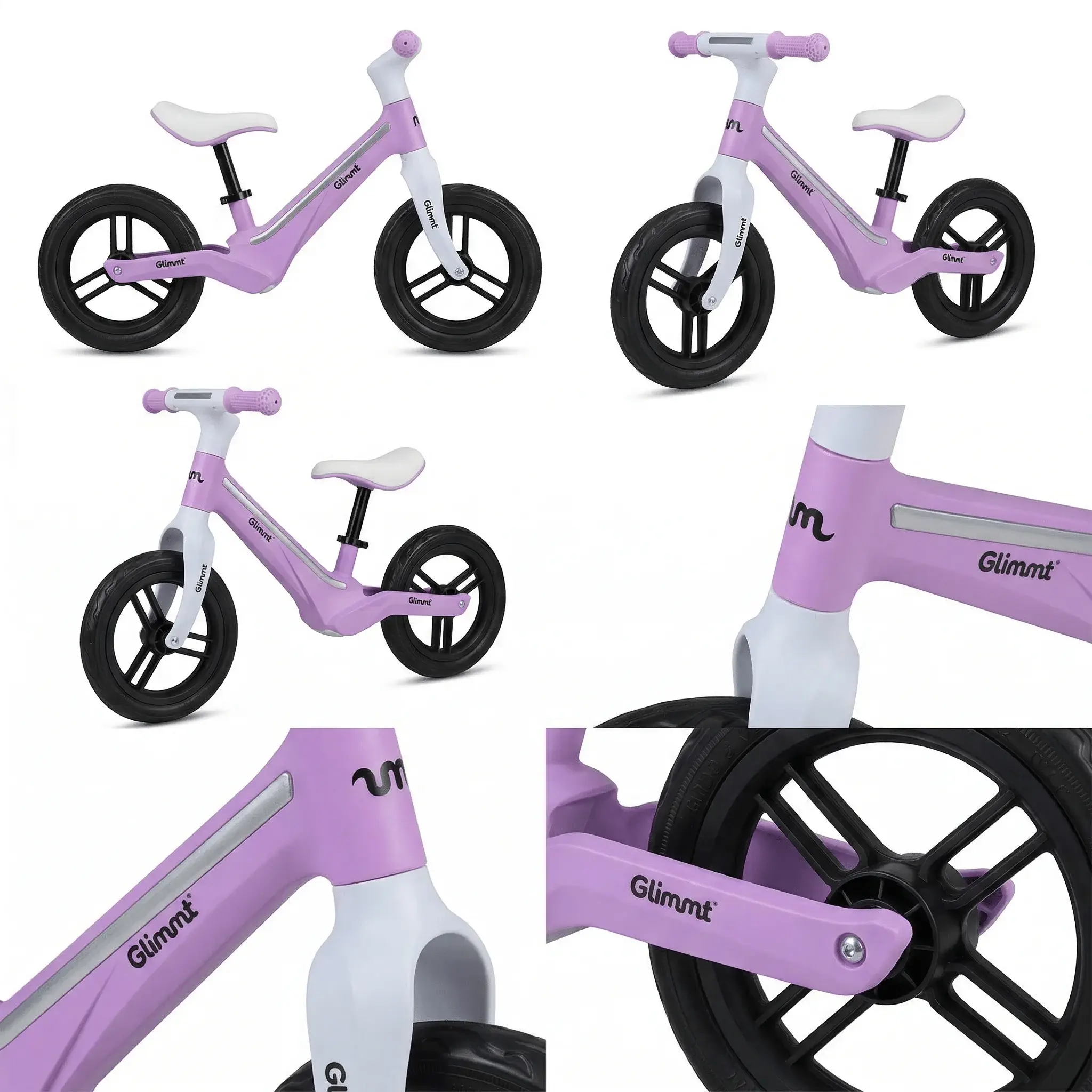 Glimmt løbecykel i lyserød
